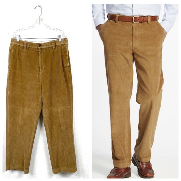LL Bean men’s Country Corduroy Trousers Hidden Comfort Waist Plain Front Size 34 - Picture 1 of 12